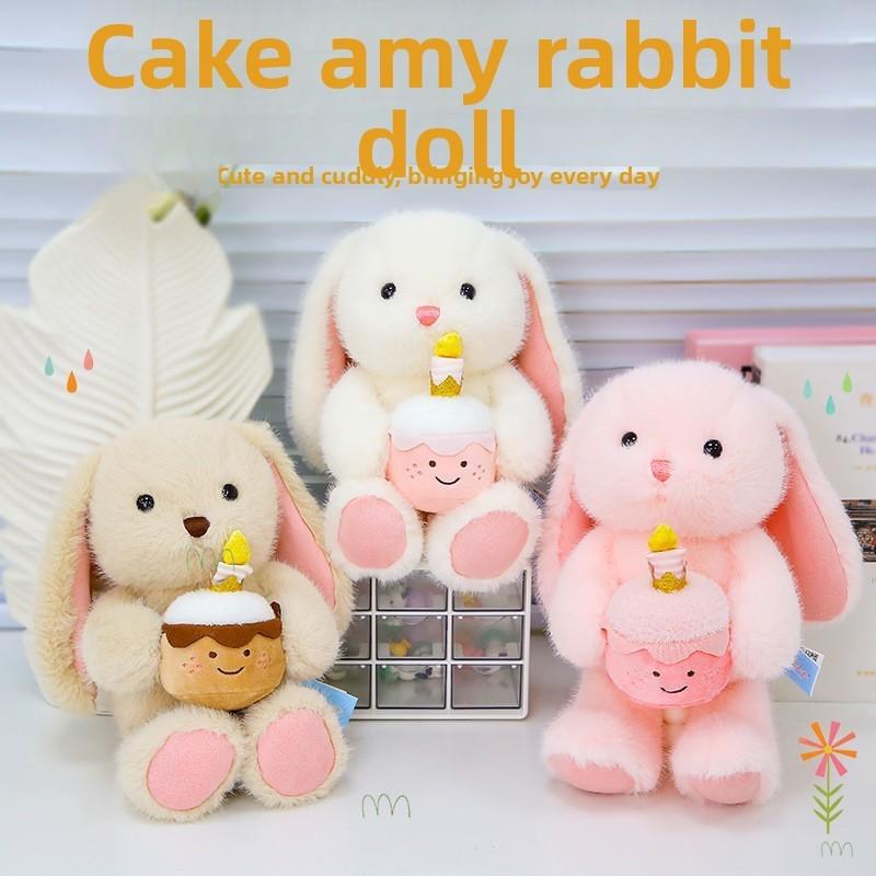 Adorable Rabbit Stuffed Animal With Holding A Cake Design For Kids Play And Snuggling