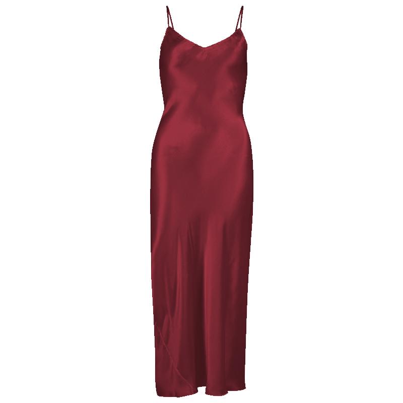 Spaghetti Strap Mulberry Silk Dresses Sexy Lingerie Women Nightgown Slip Nightdress Summer Backless Ladies Underwear Sleepwear