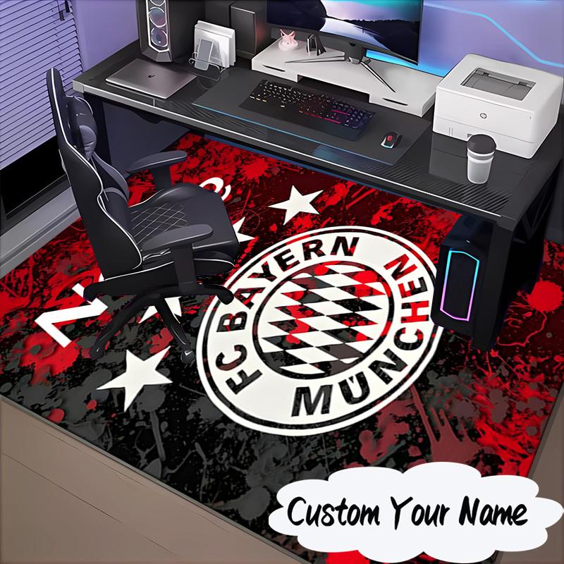 Custom Name Bayern Munich Fan Gear Rug for Living Room, Game Rooms, Office, Bedroom, Floor Mat Playful Design, fan gifts Christmas decor