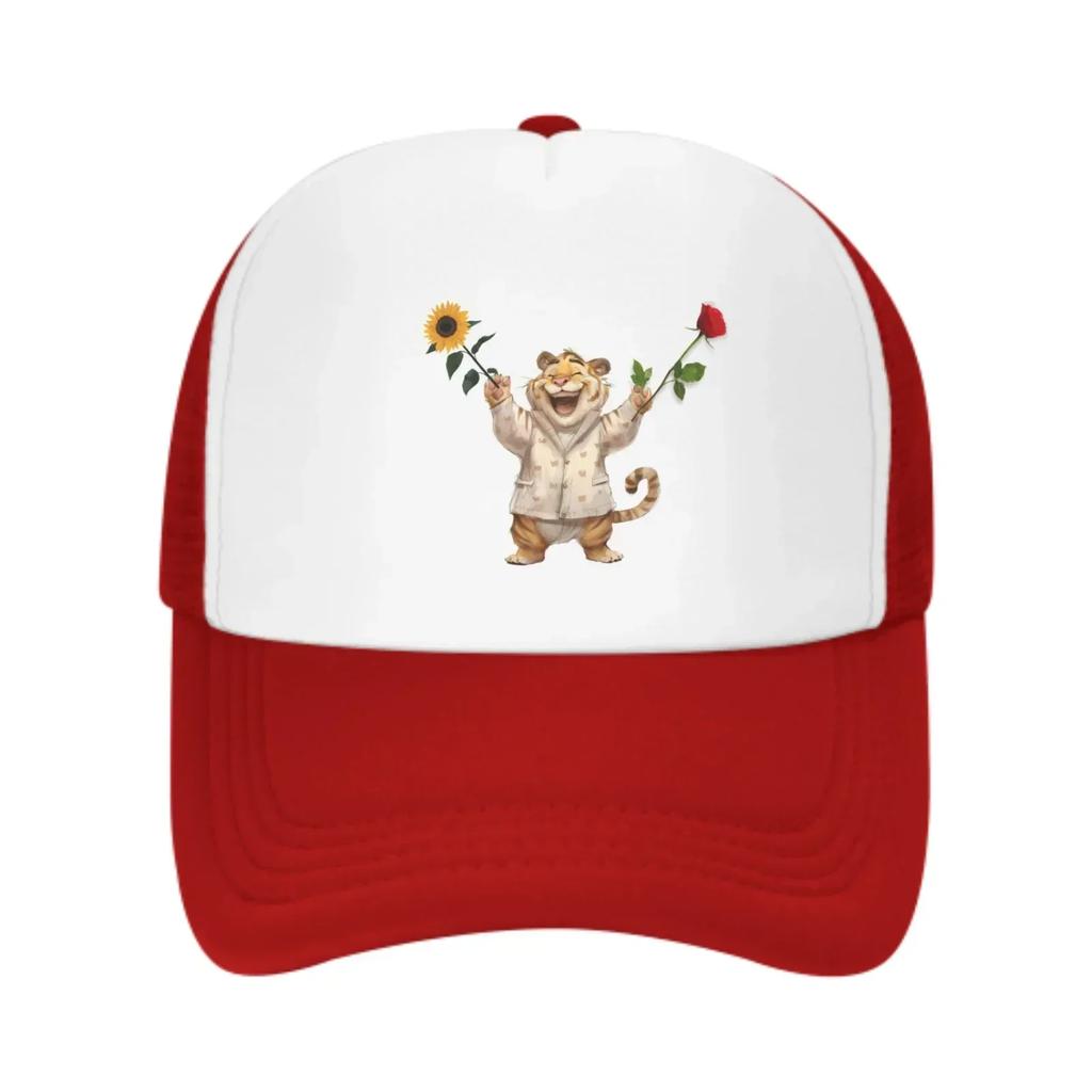 Happy Tiger Baseball Caps Fashion Trucker Hat Unisex Mesh Caps for Women Unisex Outdoor Leisure Travel Neutral Sun Hat