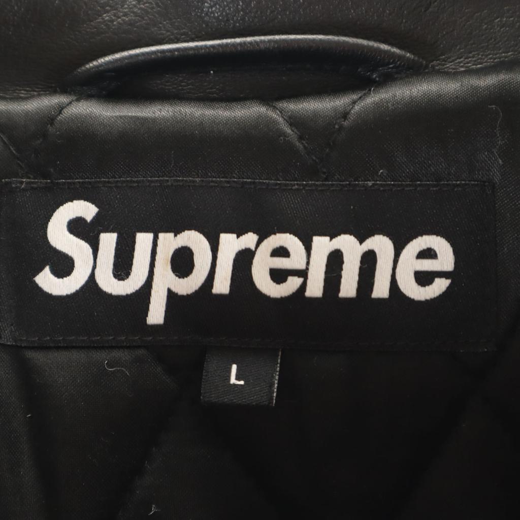 Supreme 20FW Коллаборация со Смурфиками Кожаная куртка-бомбер из овчины Мужская Б/у