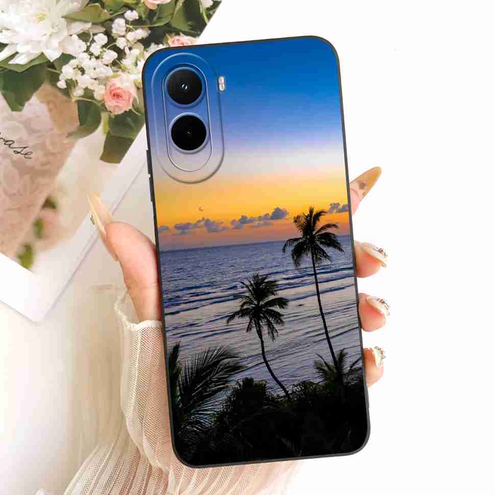 Silicone Case For Xiaomi Poco M7 4G Case Cute Cat Flowers Soft Slim Phone Cases For Xiaomi Poco M7 PocoM7 4G Cover Bumper