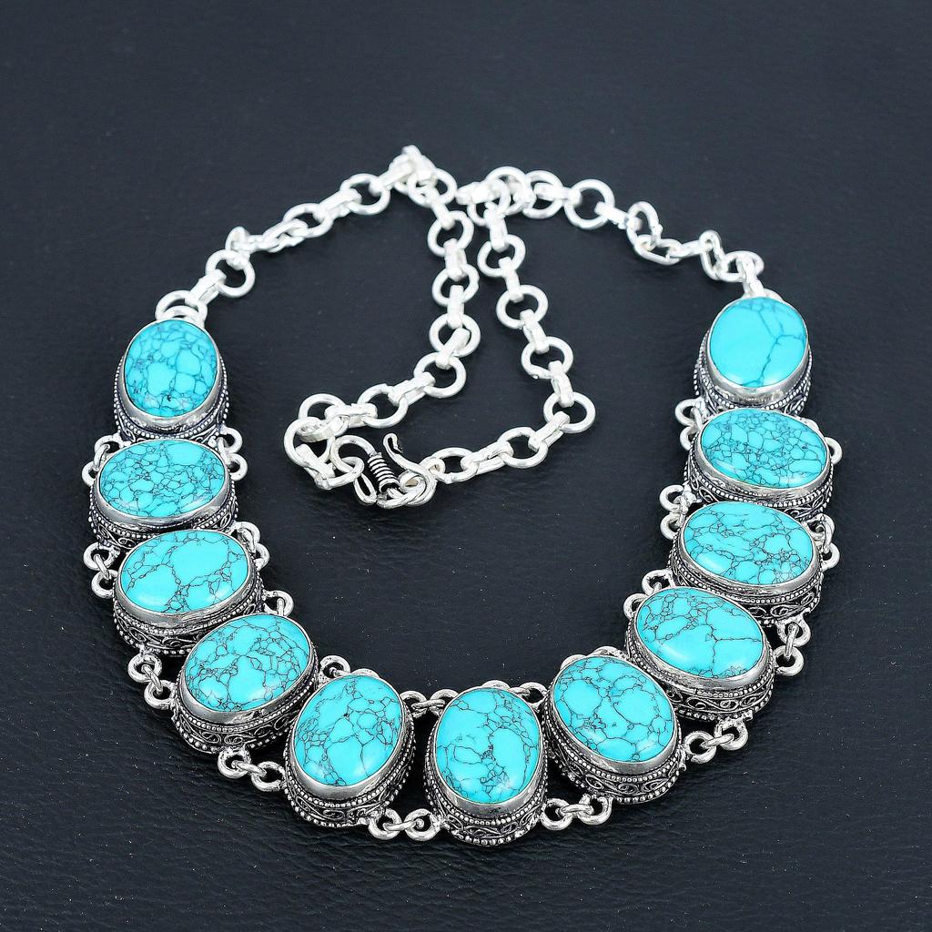 Natural Turquoise Gemstone Handmade 925 Sterling Silver Jewelry Neclace Bracelet Set, Antique Jewelry Set, Thanksgiving Gift