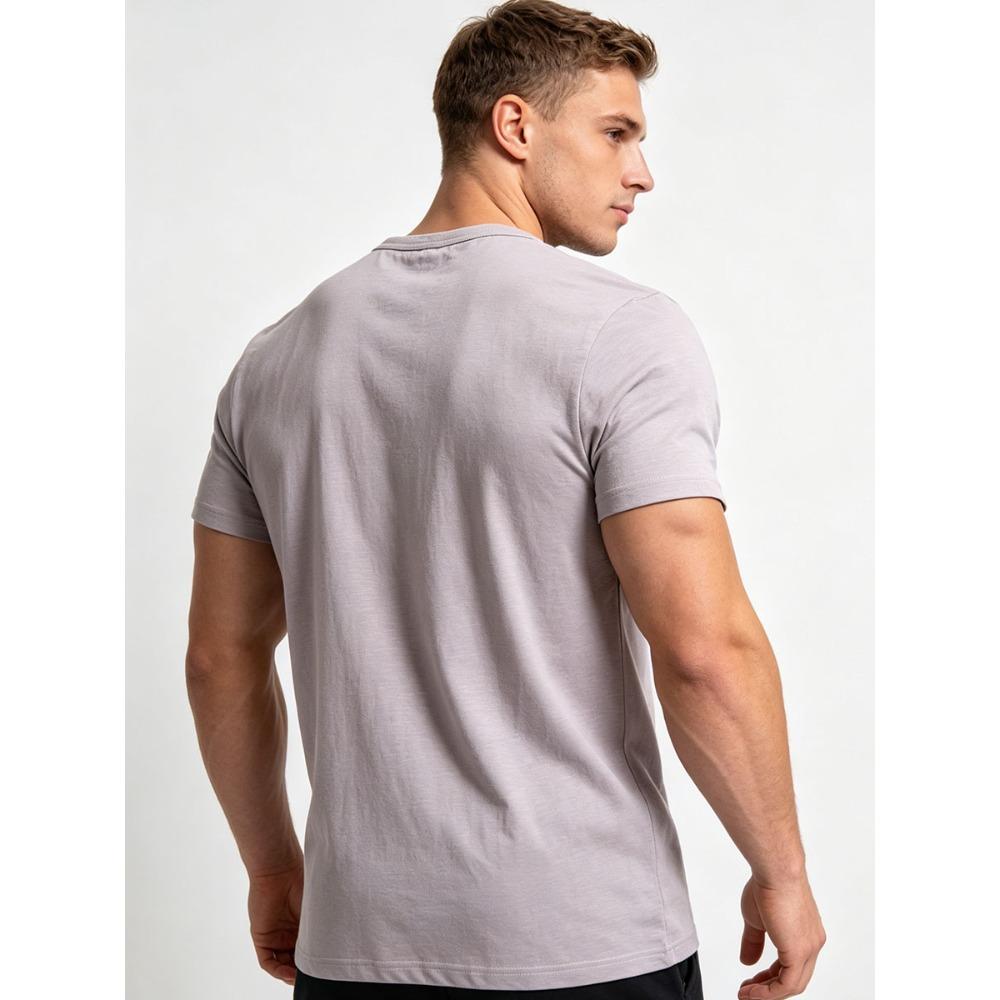 Мужская футболка-henley большого размера (до 6XL) - Хлопковая (95%) футболка с коротким рукавом и круглым вырезом с логотипом на груди - Повседневная летняя футболка для высоких и крупных мужчин