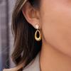 Yori Fashion White Teardrop-shaped Cubic Zirconia Pendant Earrings Stainless Steel Versatile Popular Pvd Waterproof Jewelry
