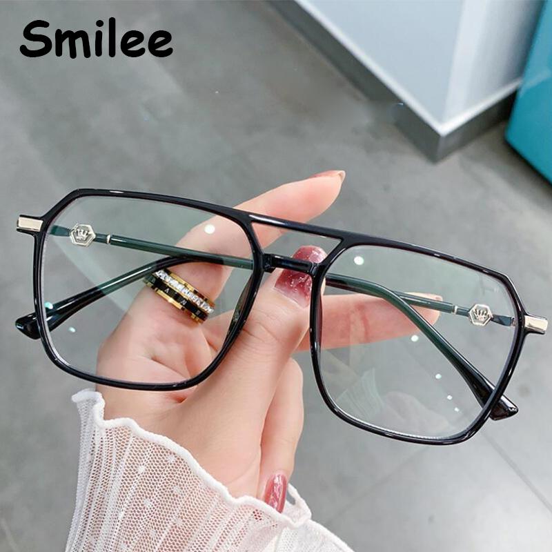 Transparent Pink Square Glasses Frame Luxury Oversized Designer Shades Clear Computer Glasses Women Men Anti Blue Light