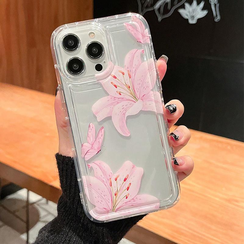 Стиль Ins Прозрачный Чехол для Телефона с Цветочным Узором iphone 14 pro max Для iPhone 16 15 14 13 12 11 Pro Max Чехол