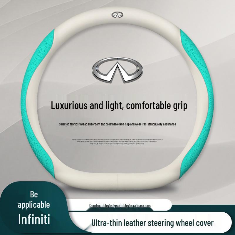 Чехол на руль из натуральной кожи для Infiniti: Подходит для QX50, QX60, QX80, Q50, Q70L, Q50L, FX3 - Все сезоны