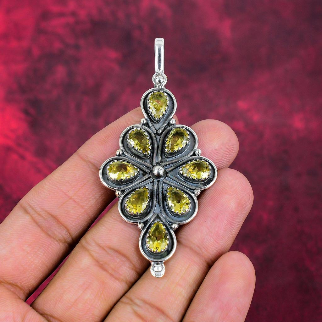 Подвеска с цитрином, ювелирные изделия из стерлингового серебра 925 пробы с драгоценными камнями, подвеска ручной работы, на День Благодарения