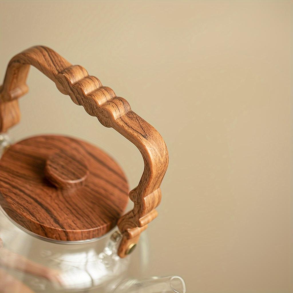 1 шт. Стеклянный чайник Стеклянный чайник для кипячения воды Чайник для заваривания чая с ручкой из цельного дерева Электрическая плита большой емкости или угольный огонь Доступен Esse