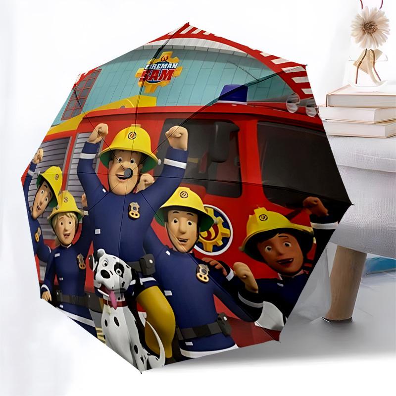 Fireman Sam,Fire Truck Automatic Folding Umbrella Compact 8 rib Design,Unique Style,Suitable for Everyday Outdoor Use,Perfect Gift for
