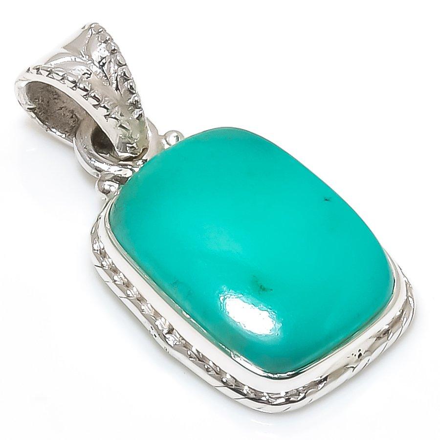 Natural Chrysoprase Gemstone 925 Solid Sterling Silver Gift Pendant 1.25" E4Q49