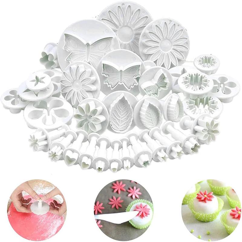 33Pcs/Set Fondant Plunger Cutter Cake Cookie Fondant Mold Diy 3D Decorating Tools Cake Biscuit Cutter Baking Supplie Baking Mold