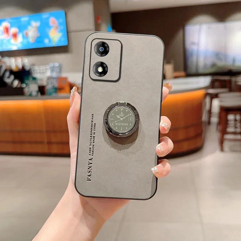Кожаная подставка-кольцо из овчины Чехол для телефона Для Motorola Moto G85 E13 5G E14 Матовая защита объектива Ударопрочная задняя крышка