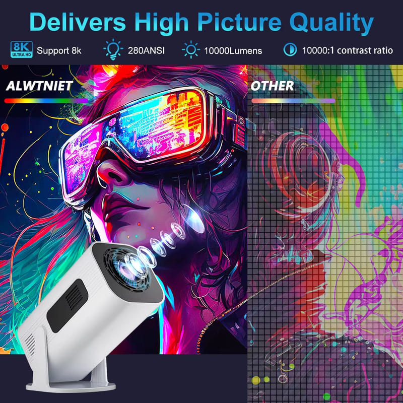 Salange P330 Mini Projector 280 ANSI 4K Native 1080P Wifi6 BT5.0 Android 11 Cinema Outdoor Video Game Console 5G Wifi Home Theater