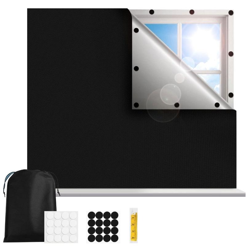 Durable Adhesive Light Reducing Curtain highlighting Silver Coating Repels Heat Works With Multiple Window Sizes 145x300cm