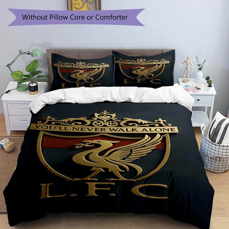 3pcs Duvet Cover Set (1*Duvet Cover + 2*Pillowcase, Without Core),Liverpool F.C Print Bedding Set, Bedroom Decor, All‑Season, Birthday Gift