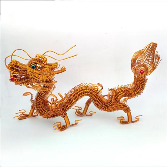 Миниатюрный зодиакальный дракон, ремесленный орнамент, красочная алюминиевая проволока, плетение, фигурка китайского дракона, креативная модель животного, украшение для автомобиля, домашнего офиса