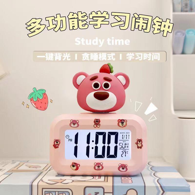 New Sanrio Big Doll Mini Alarm Clock Cute Quiet Multifunctional Portable Student Desktop Compact Clock