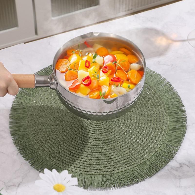 Круглые плетеные салфетки под приборы, бумажные салфетки с бахромой, плетеные вручную нескользящие изоляционные салфетки, подставки под чайные чашки, украшения для обеденного стола