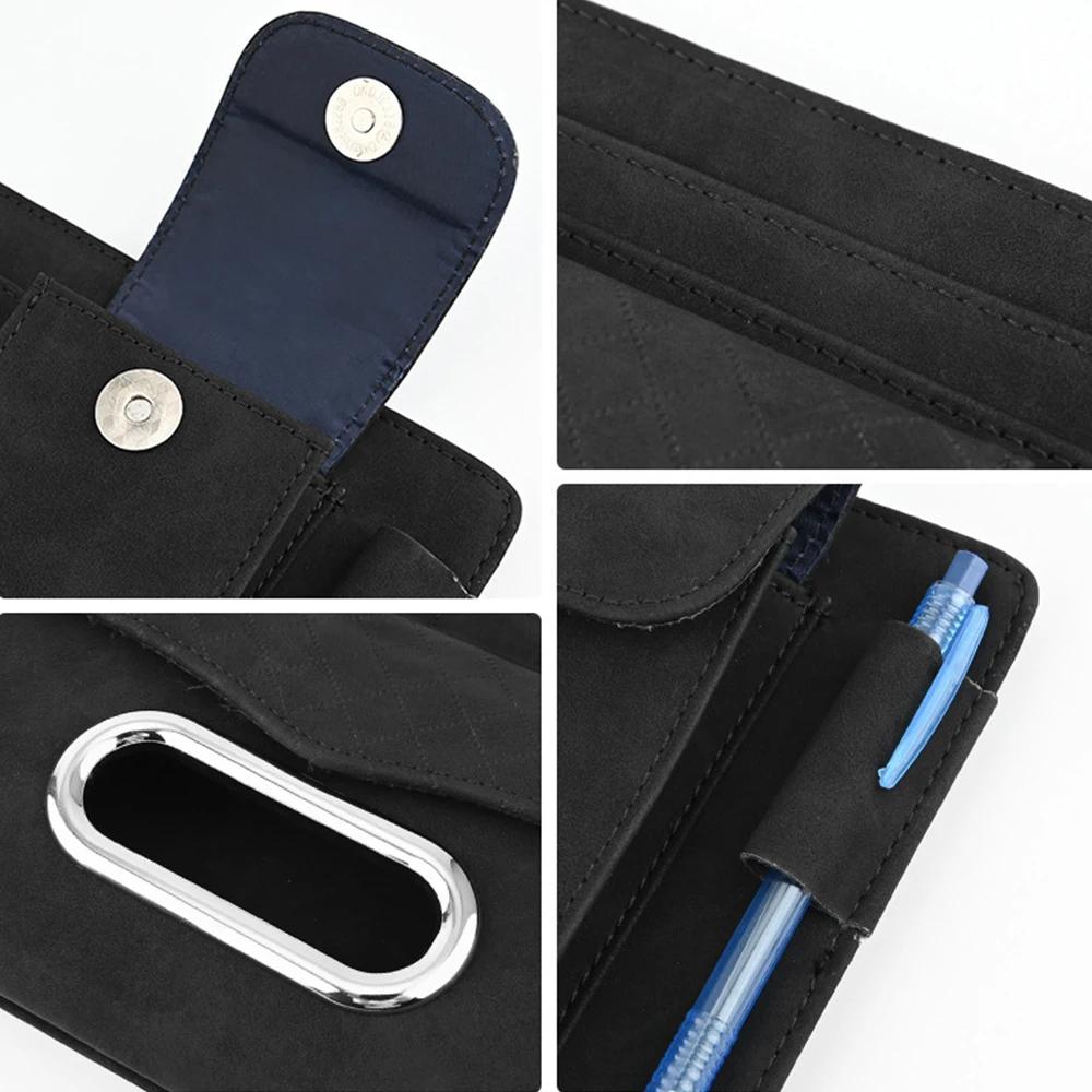 Сумка для хранения солнцезащитного козырька автомобиля, многофункциональный органайзер для автомобиля, футляр для очков, держатель для салфеток, карман для хранения на липучке