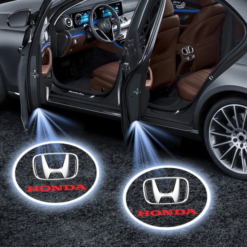 AAAKK1 1/2Pcs Car Door Logo Light Led HD Projector Lamp For Honda Civic Accord Odyssey City Pilot Jazz CRV HRV Legend Accessories