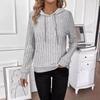 Женская осенне-зимняя повседневная ребристая полосатая кофта-пуловер с капюшоном и длинными рукавами для женщин с капюшоном