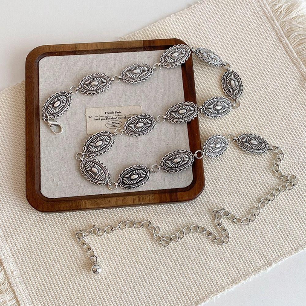 Belly Chain Metal Circular Ring Waist Chain Elegant Ethnic Belt Chain Dress Decoration