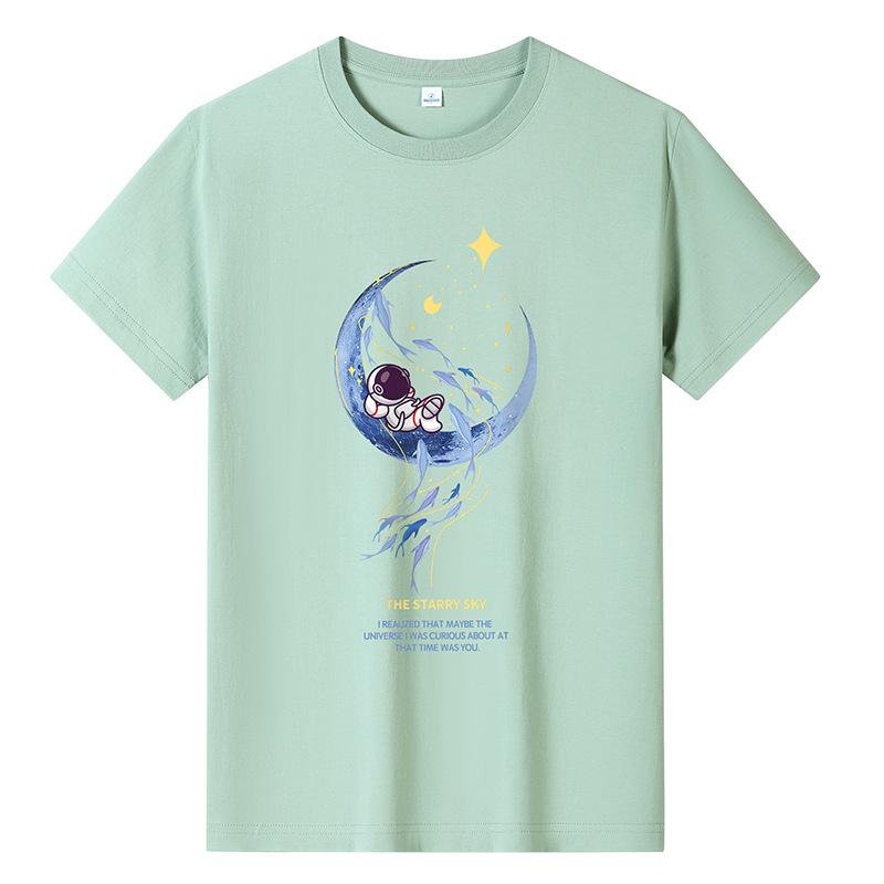 GMXIA Футболка с коротким рукавом из хлопка, мужская модная свободная рубашка с коротким рукавом, с принтом