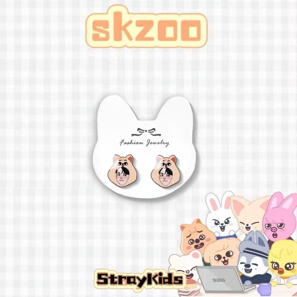 Kpop Новые Skzoo Stray Kids Ли Но Хёнджин Феликс Аватар Серьги Клипсы Милые Обязательно для Kpop Фанатов Без Прокола Ушная Манжета