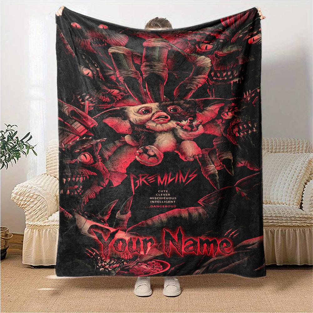 Gremlins Customize Your Name Blanket Lightweight Personalized Blanket Comfortable Suitable for Bed Home Decor Nap Living Room Four Seasons Universal