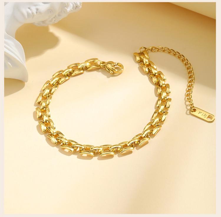 Waterproof Mesh Chain Bracelet Adjustable, 18k Gold Plated Link Braeclet Non Tarnish Wholesale Jewelry