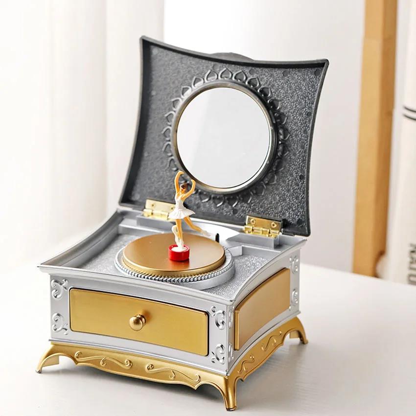 Elegant Classic Rotating Ballerina Music Box with Drawer Hand Crank Music Jewelry Box Perfect Christmas Gift for Girls 3