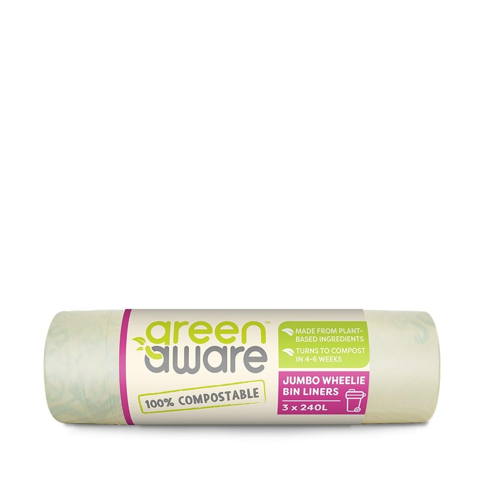 GreenAware compostable garbage bags 240L 3 pack