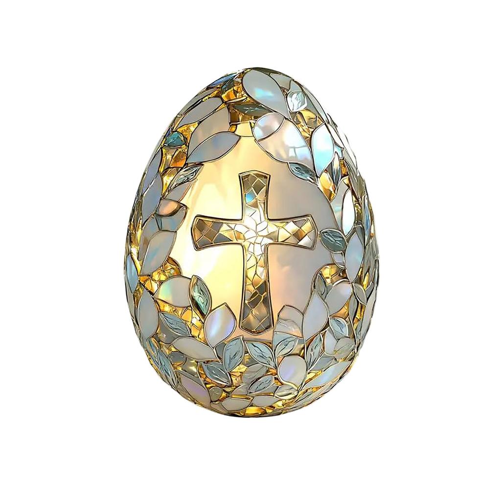 2dDecorative Easter Cross Egg Suncatcher, Stained Glass Window Hanging,