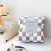 Throw Blanket Checkerboard Design Coldproof Polyester Bedroom Bed Winter Warm Flannel Blanket
