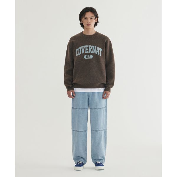 Covernat Early Autumn Dropped Shoulder Logo Long Sleeve Comfortable Pullover Sweater Unisex sweater CO2503KT02CH