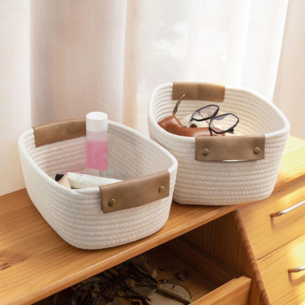 Desk Organizer for Nursery Laundry Woven Storage Basket Storage Basket Cotton Rope Storage Baskets