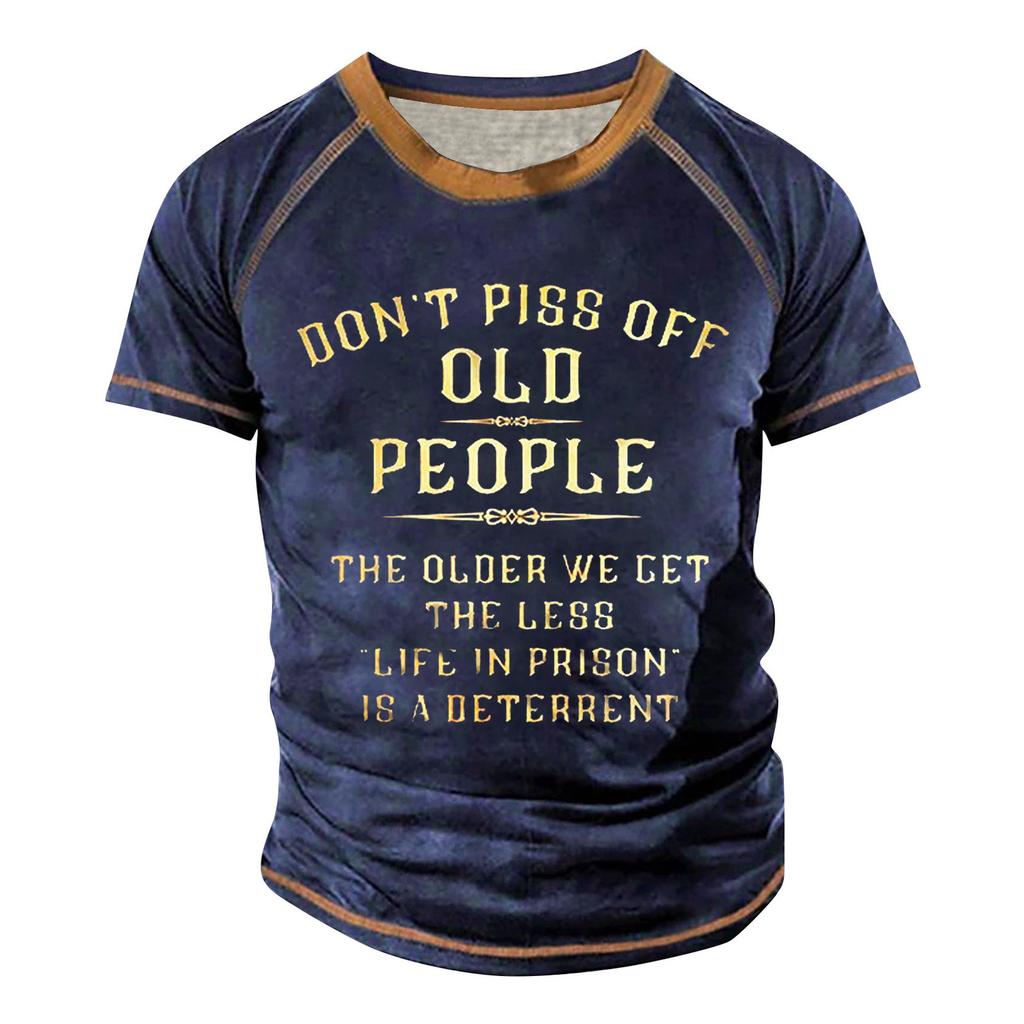 Men's Raglan T-shirt Retro Short Sleeve Round Neck Letter Printing Tops