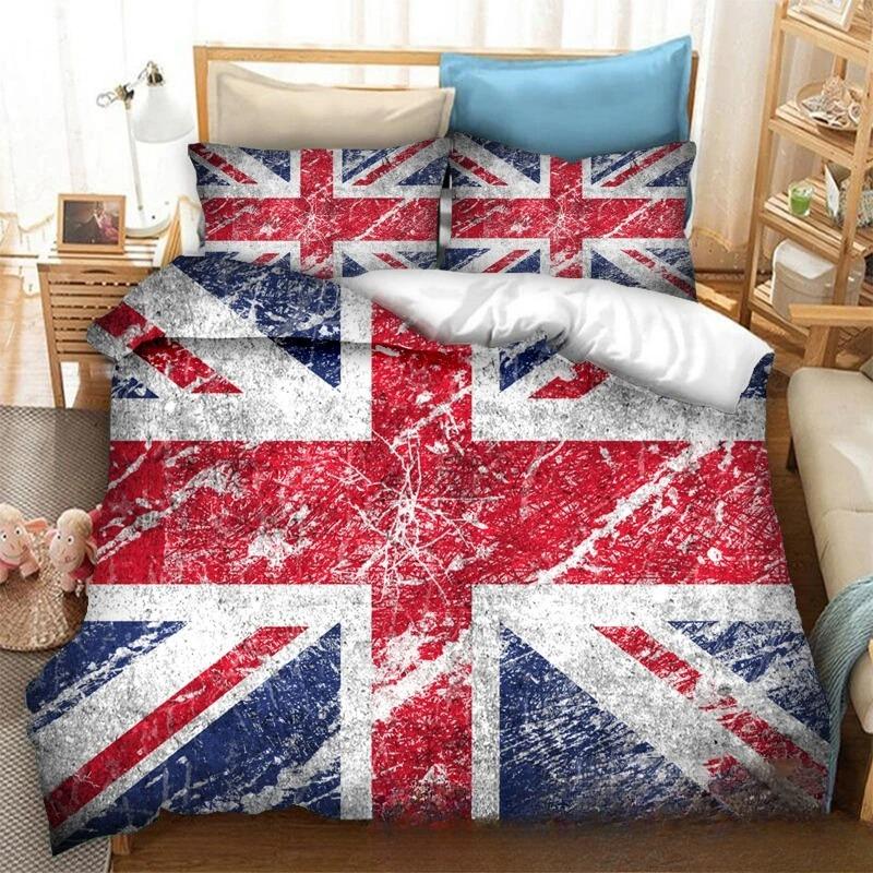 3D Print Britain United Kingdom Flag Bedding Collection Double Twin King Duvet Cover Comforter Pillowcase Boys Girls Adults Bedroom