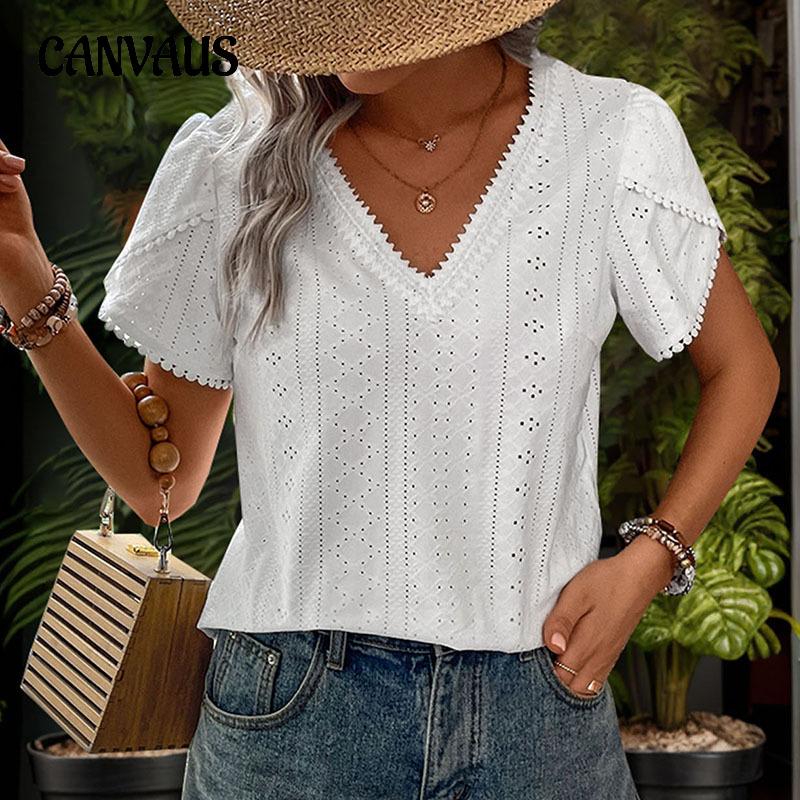 Летняя женская футболка с фактурным v-образным вырезом, белая рубашка, топы с короткими рукавами