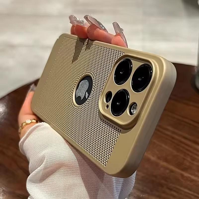 Роскошный чехол для телефона с теплоотводом для iPhone 11 12 13 14 15 Pro Max Plus X XS Max XR Hollow Ultra Thin Single Color Cover