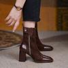 Autumn and Winter New Women's French Retro High-heeled Short Boots European and American Casual Thick Heel Side Zipper Martin Boots