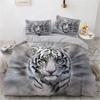 3D Animal Tigers Bedding Set 2/3PCS Soft Microfiber Queen King Twin Size Duvet Cover Set with Pillowcases Teens Boys Bed Linen