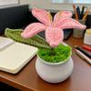 Вязаные комнатные растения Искусственный вязаный цветок лилии с горшком Ручной работы Цветочный подарок для мамы Учителя Женщин Друзей на День Рождения Юбилей