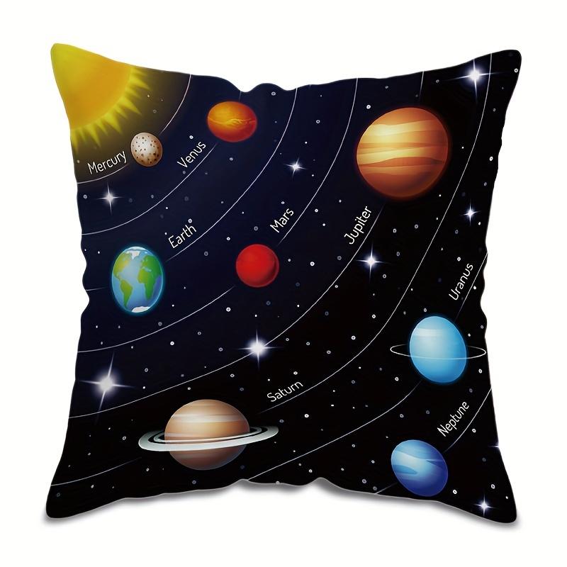 Galaxy-Inspired Throw Pillow Cover - 17.7x17.7 Inch, Polyester, Machine Washable, Zip Closure, Contemporary Style, 1pc