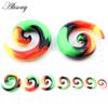 Alisouy 2pcs 3-12mm Colorful Silicone Spiral Ear Tunnels Plugs Expander Stretcher Earrings Gauges Helix Body Piercing Jewelr