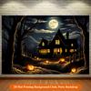 2D flat background cloth 1 piece, pumpkin lantern illuminating the dark forest background cloth
