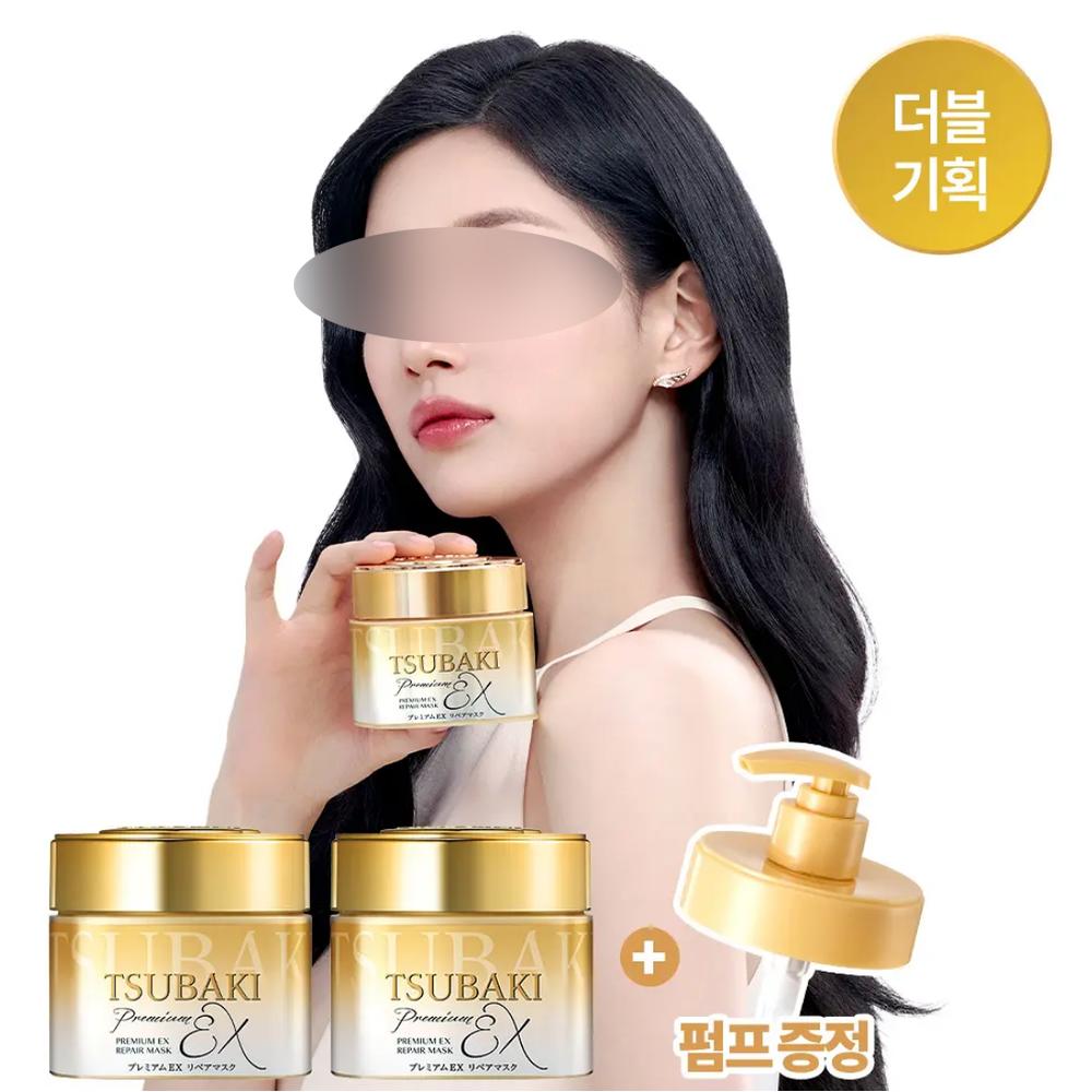 Tsubaki Premium EX Восстанавливающая маска 180 г (2pcs) + Шампунь - Уход за поврежденными волосами, Корейский