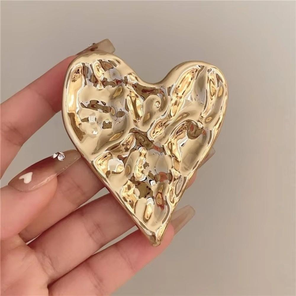 Gold Silver Color Pins Brooch Glossy Pitted Love Brooches  for Fashion Jewelry Gift
